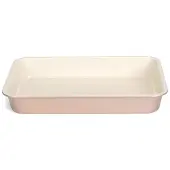 Patisse Poêle à frire et à rôtir en céramique 35x24cm, Plat à gratin, Marron, Blanc