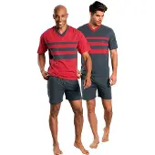 Le jogger Pyjama court gris foncé / rouge