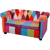 vidaXL Canapé Chesterfield 2 places tissu