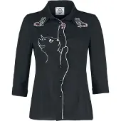 Dancing Days Chemisier Rockabilly de - Chemise Snow Bird - S - 4XL - pour Femme - noir - Taille M