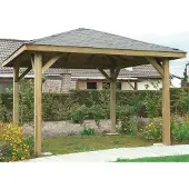Solid Kiosque En Bois "Modular Pavilion" - 14.75 M² - 3.84 X 3.84 X 2.89 M - Jalousie Orientable + Toit Gris