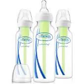 Dr. Brown's Plastic Bottle Set Options+ Narrow Neck Anti-Colic Bottle with Silicone Teat 250ml For 0+ Months 3 Pieces SB 83005