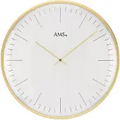 AMS 9541 Horloge murale quartz analogique blanc or rond