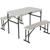 Lifetime Ultra-resistant Folding With 2 Benches Set Uv100 106x61x74 Cm Table Beige,Noir