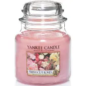 Yankee candle - Fresh Cut Roses Classic Medium Scented Candle - 90 heures de combustion