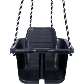 Plasto Balançoire pour bébé Noir avec cordes à partir de 10 mois