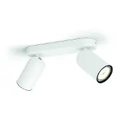Philips myLiving Plafond/mur Projecteur Pongee 2 x, Spot de surface, GU10, 2 pces, LED, 220-240 V, Blanc