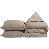 Yumeko - Parure de lit - Flanelle De Coton - 240x220 - Marron