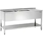 Bartscher Evier inox avec 2 éviers gauche | 160x70x85 cm