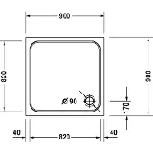 Duravit Receveur de douche D-Code 900 x 900 x 85 mm blanc lisse 720102000000000