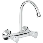 GROHE Costa Mitigeur d?évier à deux poignées, saillie 182mm, bec courbe, orientable, 31191001