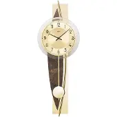 AMS 7453 Horloge murale à quartz avec pendule Horloge à pendule dorée optique pierre naturelle