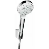Hansgrohe Ensemble de support de pommeau de douche Crometta 100, modèle 1 jet EcoSmart, avec flexible de douche de 125 cm, blanc/chromé