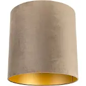 QAZQA Abat-jour en velours taupe 40/40/40 avec intérieur doré