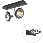 QAZQA Spot design noir 2 lumières orientable - Nox