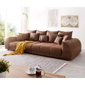 DELIFE Grand Canapé Violetta 310x135 cm marron aspect antique avec coussin grand Grand Canapé