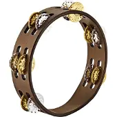 Meinl 2 Row Tambourine Hammered Jingles Walnut Brown