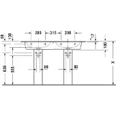 Duravit Doppelwaschtisch ME by Starck m ÜL m HLB 1300x490mm 1 Hahnloch weiss