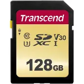 Transcend 500S - Carte mémoire flash - 128 Go - Video Class V30 / UHS-I U3 / Class10 - SDXC UHS-I