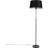 QAZQA Lampadaire noir avec abat-jour en lin noir 45 cm réglable - Parte