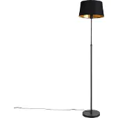 QAZQA Lampadaire noir avec abat-jour noir 35 cm réglable - Parte