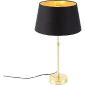 QAZQA Lampe de table or/laiton avec abat-jour noir avec or 32 cm - Parte