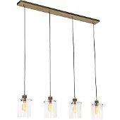 QAZQA Suspension scandinave bronze avec verre 4 lumières - Dome
