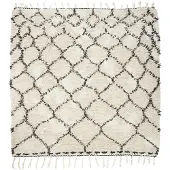 House Doctor Zena tapis 180x180 cm en coton blanc et noir