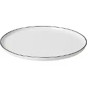 Broste Copenhagen - Assiette plate à sel - Lot de 4 - Ø28 cm - Grès blanc - bord noir peint à la main - Rustique & fait main - Va au lave-vaisselle et au micro-ondes