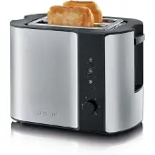 Severin AT 2589 Grille-pain automatique - 2 tranches, acier inoxydable/noir