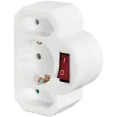 Hama Adaptateur multiprises - - 94700004 - 2 prises européennes - 1 prise de terre - Interrupteur lumineux