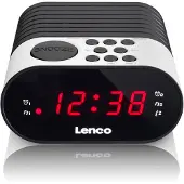 Lenco CR-07 White - Radio-réveil FM avec minuteur de mise en veille et double alarme - Blanc