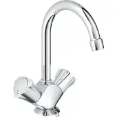GROHE Costa Mitigeur monocommandé pour lavabos, saillie 137mm, orientable, deux poignées, chaînette escamotable, 21337001