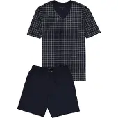 Schiesser Pyjama court bleu foncé / gris