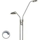 QAZQA Lampadaire moderne en acier avec liseuse avec LED - Eva