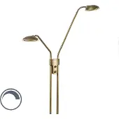 QAZQA Lampadaire moderne en bronze avec liseuse LED - Eva
