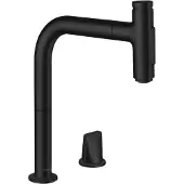 Hansgrohe robinet de cuisine Metris Select M71, monocommande, 2 trous, finition noir mat, douchette extractible, 2 jets, système sBox