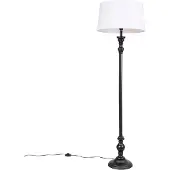 QAZQA Lampadaire noir avec abat-jour en lin blanc 45 cm - Classico