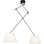 QAZQA Suspension noire avec abat-jour plissés crème 35 cm 2 lumières - Blitz