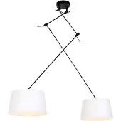 QAZQA Suspension noire avec abat-jour en lin blanc 35 cm 2 lumières - Blitz
