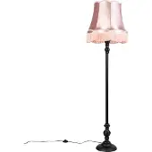 QAZQA Lampadaire noir avec abat-jour granny rose - Classico