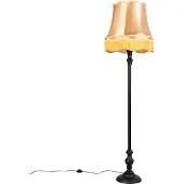 QAZQA Lampadaire noir avec abat-jour granny doré - Classico