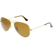 Ray-Ban AVIATOR CLASSIC, pour adultes, unie, modèle aviateur, couleur or, verres non polarisés, monture en métal