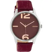 Oozoo Montre rouge vin Cuir Timepieces Femme Montre à quartz analogique UOC10378