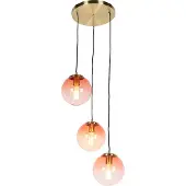 QAZQA Suspension Art déco en laiton 45 cm 3 lumières rose - Pallon