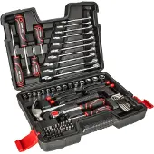 Top Tools Jeu d'outils en coffret 1/4", 3/8", coffret à outils DIY, poignées caoutchoutées antidérapantes, jeu de 73 pièces
