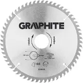 Graphite Lame de scie circulaire Widia 180 x 30 mm, 60 dents pour la coupe de bois et de matériaux dérivés du bois comme le contreplaqué, les panneaux de particules, le MDF.