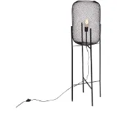 QAZQA Lampadaire moderne noir 135cm - Bliss Mesh