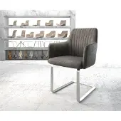 DELIFE Cantilever Greg-Flex microvelours anthracite vintage pied cantilever plat acier inoxydable brossé ressorts ensachés