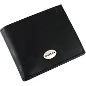 OXMOX Cuir porte-monnaie Leather Querscheinbörse Pure Metal Round Black noir